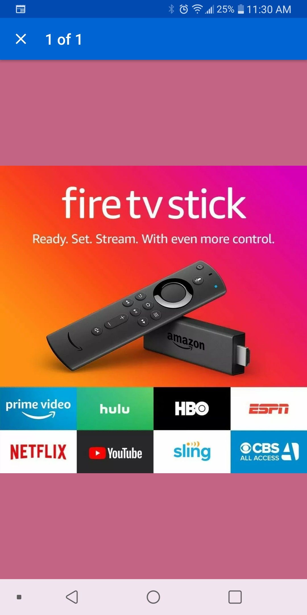 Fire tv stick w/ alexa voice, streaming player, incl $45 sling tv credit