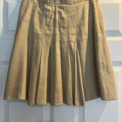 Vintage Tan Linen Givenchy Pleated Skirt Size 38