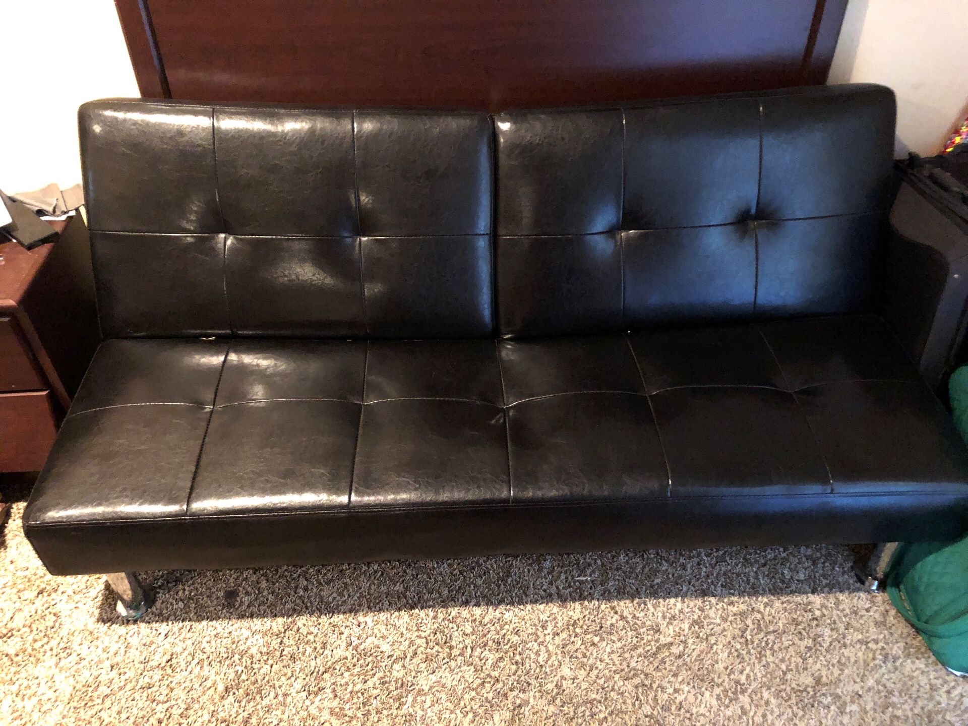 Black Leather Futon -$65