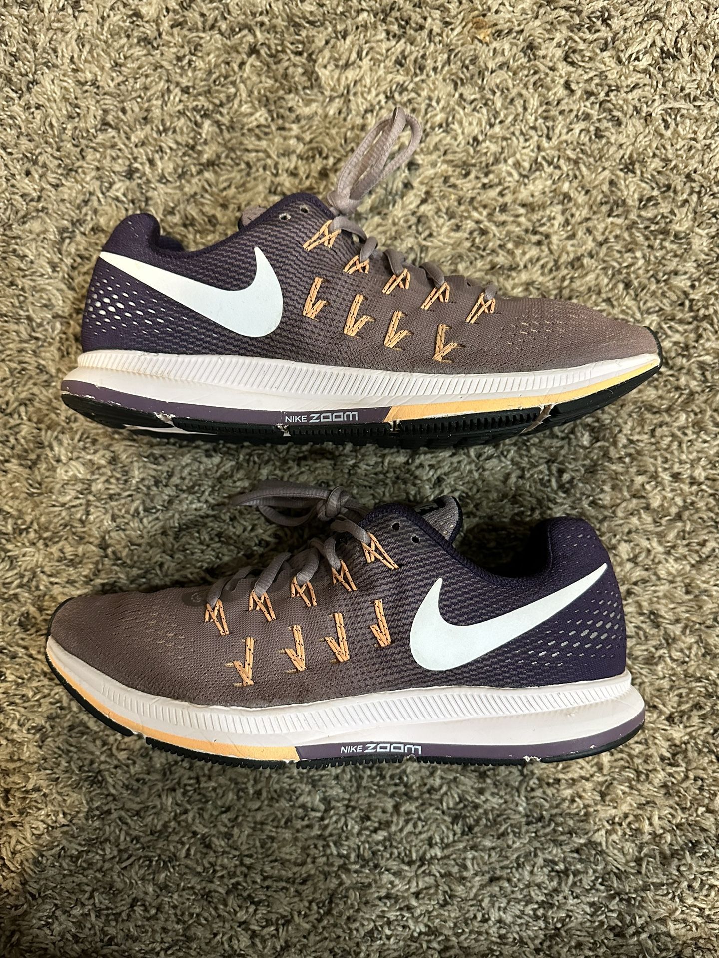 Nike Air Zoom Pegasus 33 Women’s Running Shoes Purple Smoke 831356-500 Size 8