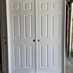 New Interior Double Prehung Door 57 X 80 1/2 6 Panel Style