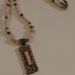 925 Rose Quart Necklace 