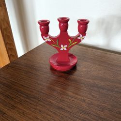 Vintage Swedish Hand Painted Wood Candle Holder - Made in Sweden (See Photos and Description)