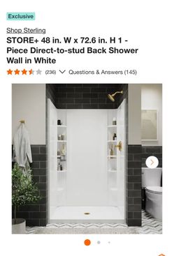 Sterling STORE+ 48x72.6 Direct-to-Stud Shower Wall White