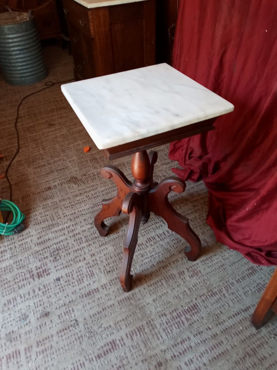 Antique Victorian marble top lamp table