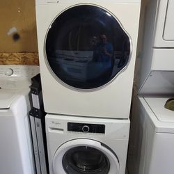 Compact 24" Wide Apartment Size Front Loading Washer And Stackable Electric 220volt Dryer Set 