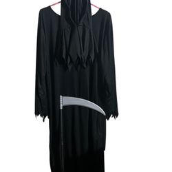 Black Hooded Grim Reaper Costume lx size adult