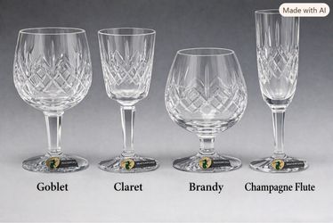 Waterford Crystal Carina Pattern Goblets, Clarets, Brandy and Champagne Flutes