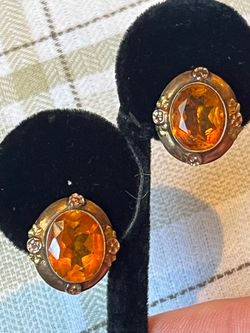 10k gold citrine screw back earrings antique