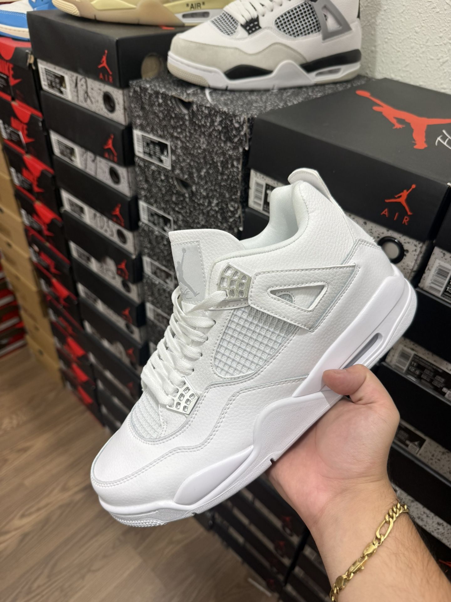 Aj4 Nike Air jordan 4 retro Pure Money , Metal Size 7,7.5,8,8.5,9,9.5,10,10.5,11,12