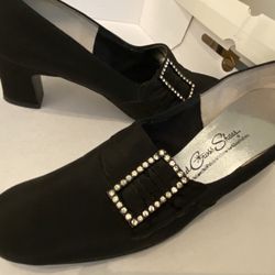 Vintage Rhinestone-buckle Dress Heels