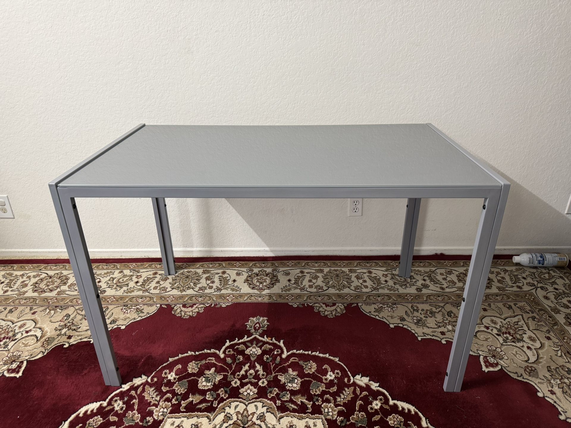 Metal Desk With Glass Top In Gray Color