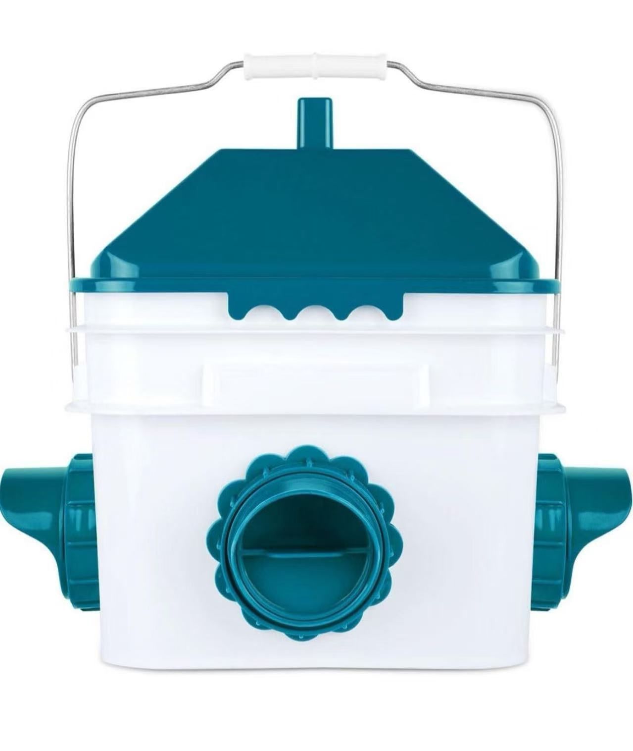 10 pounds Chicken Feeder with 4 Ports, Rainproof Poultry Feeder for Up to 10 Adult Chickens or 15 Chicks