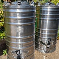 Stainless Steel Drink Dispenser 10 Gal Vintage Beverage Dispensers Good Shape $50 Each Restaurant Grade Ten Gallon