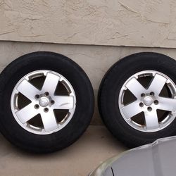 SET OF FOUR (4) WHEELS FOR $160 TOTAL-18" TIRES WITH 18" JEEP OEM ALLOY RIMS-OFF JK JEEP WRANGLER