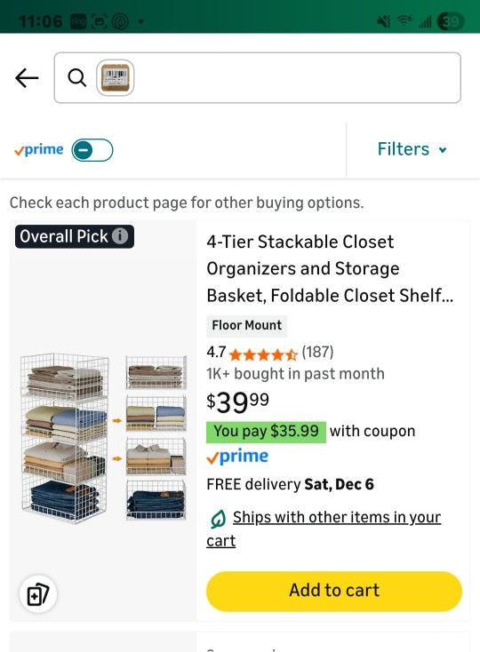 Closet Organizer 4 Tier