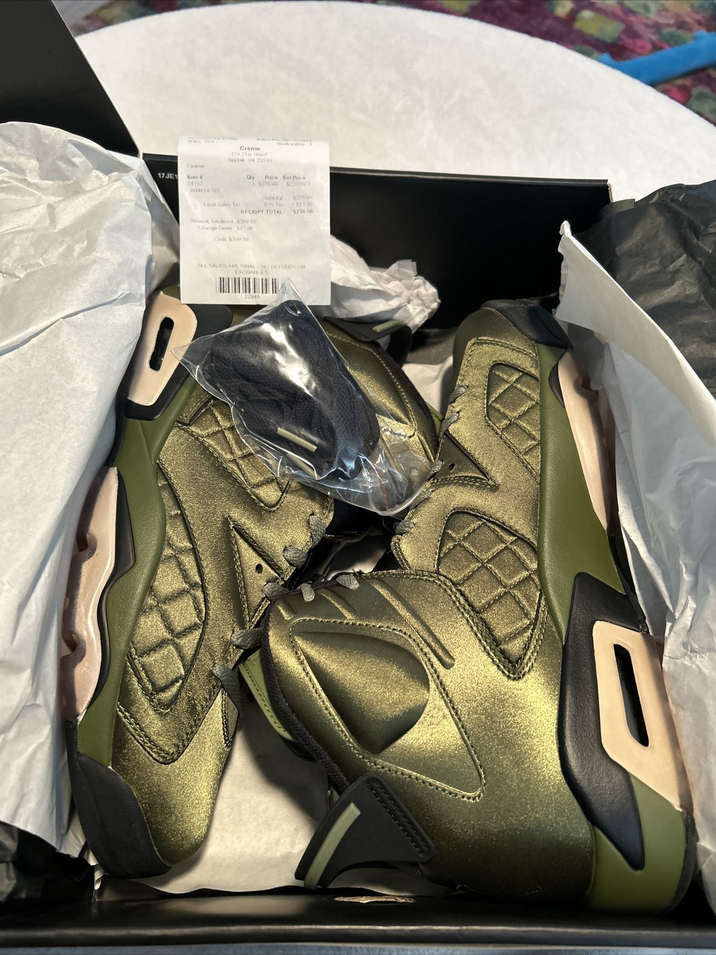 AIR JORDAN 6 RETRO PINNACLE " PALM GREEN " SIZE 10.5  2017 NEW