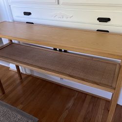 Rattan wood entry console table 