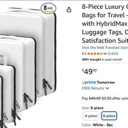 8-Piece Luxury Compression Packing Cubes & Bags for Travel