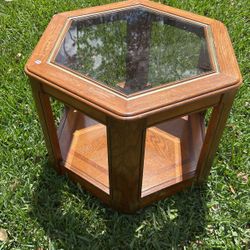 Wood with Glass Side Table