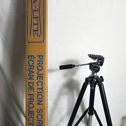 Mid Century Projection Screen & Tripod - Reduced