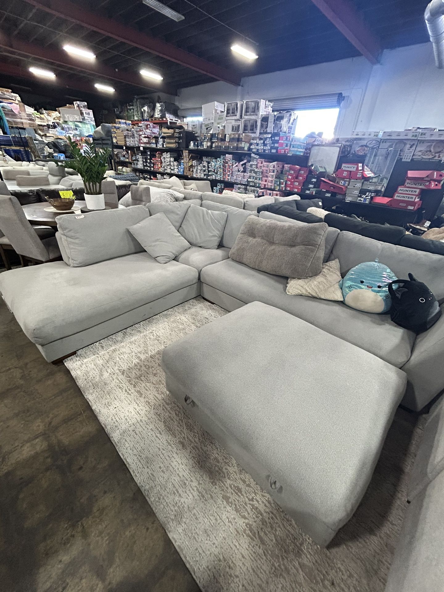 Fabric Sectional In Light Grey, 