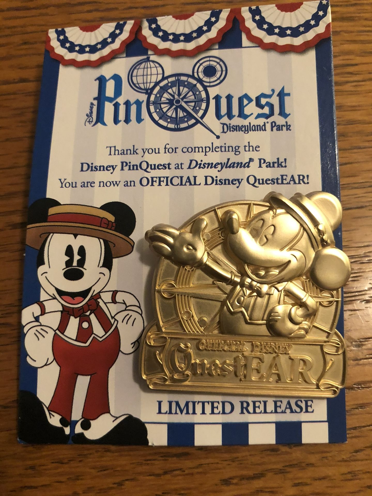 Collectible Disneyland Park Pin Quest Mickey Mouse Ear Pin. Limited release. Year 2016. Size 1 1/2 inches long by 1 1/2 inches wide. Brand New on