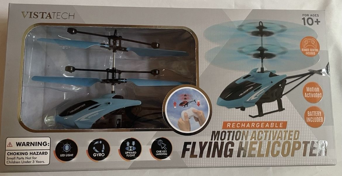 Vistatech Rechargeable Motion Activated Rechargeable Flying Helicopter Blue New