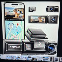 AZDOME M550 3 Channel Dash Cam, 4k+2.5 K Dual Dash Camera For Cars 