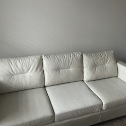 Single Couch , used , White Faux Leather 