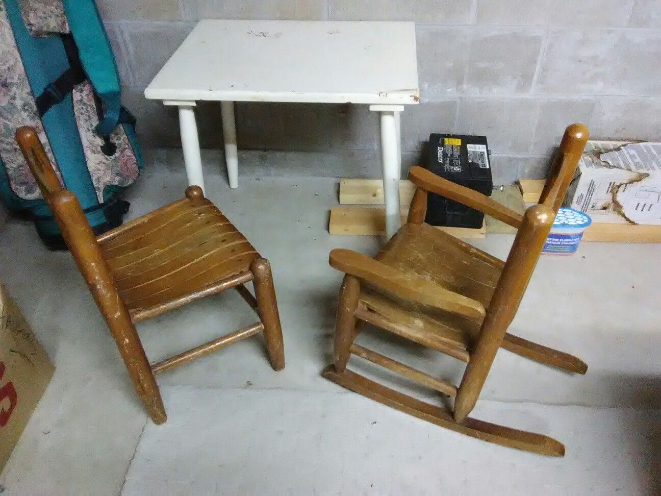Antique Children's Kids Toddler Wood Rocking Chairs Table