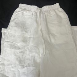 White Wide Leg Pants Size S & M