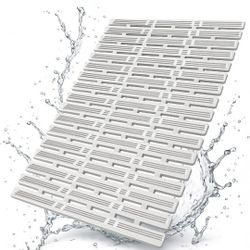 Brand New Anti Slip Shower Mat - White & Gray 35"x16" Non Slip Shower Mats for Inside Shower Tray & Bathroom Tiles - Cut to Size Rubber Bath Tub Mat w