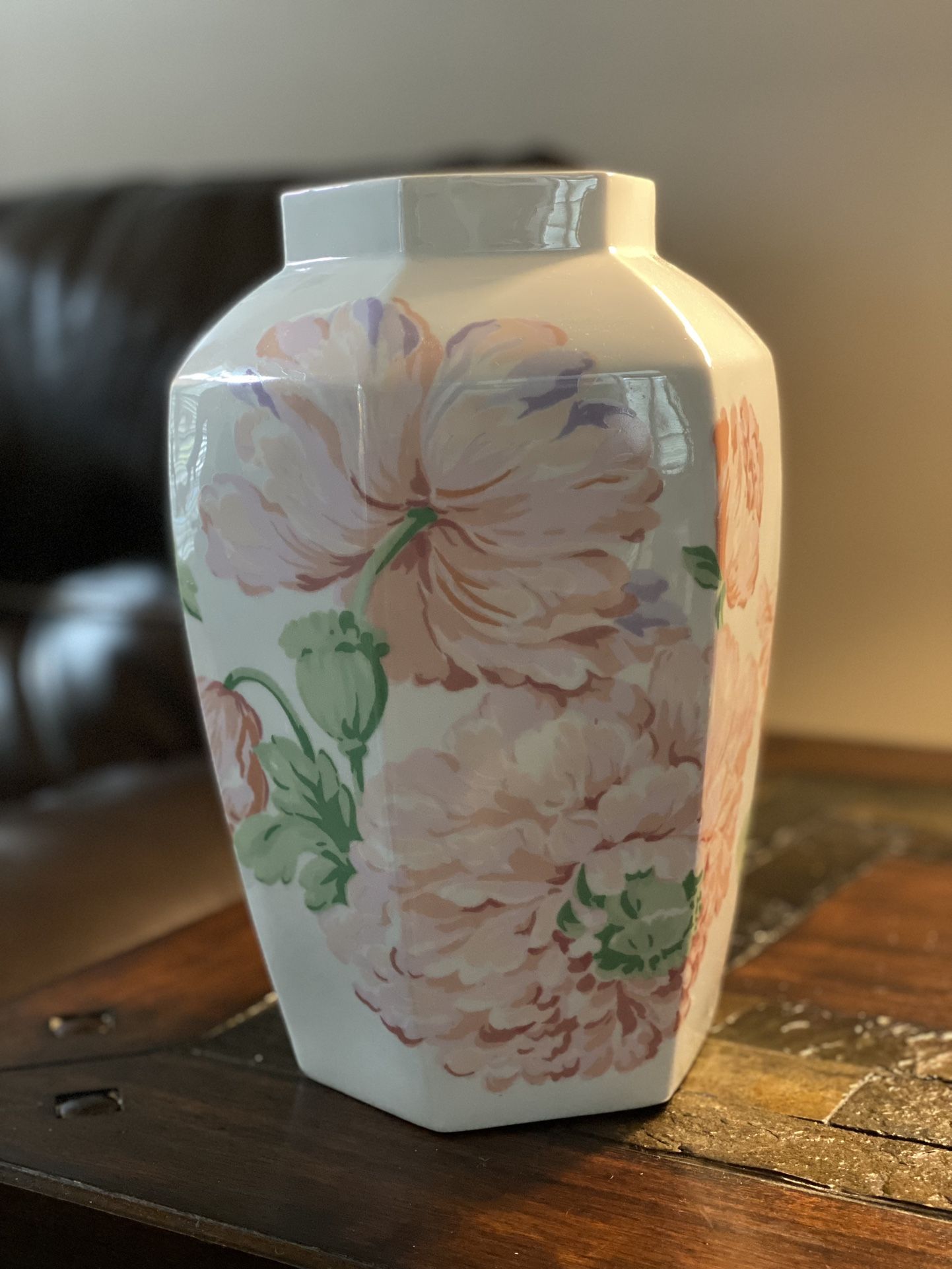 LIMOGES French Porcelain Large Vase By Phillip Desholieres Primrose Bouquet Design 