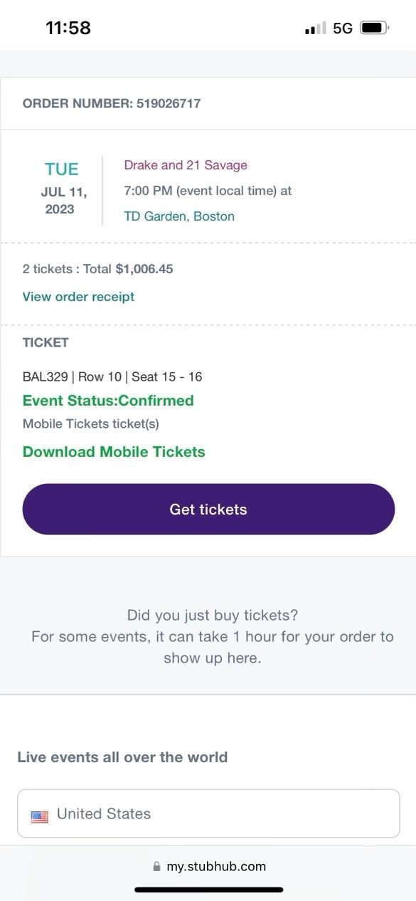 Need To Sell Drake Tickets In Boston!