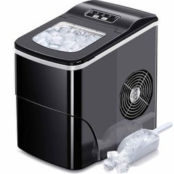 Ice Makers Countertop, Self-Cleaning, 26.5lbs/24hrs, 9 Cubes Ready in 6~8Mins, Portable, with 2 Sizes Bullet /Ice Scoop  NEW IN BOX! * Retail $120