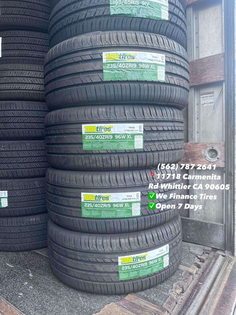 235/40/18 TBB A/S New Set of Tires Installed and Balanced Set de Llantas Nuevas Instaladas y Balanceadas