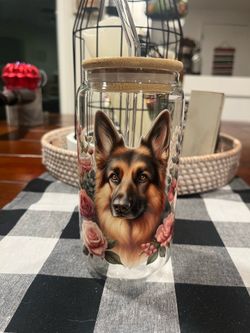 German shepherd glass cup