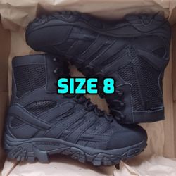 New Men's Merrell Tactical Waterproof Side-Zip Boot, Black , Size 8