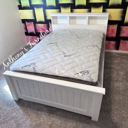 White Full Bed With Mattress 