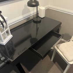 Desk With Center Drawer From World Market Shiny Black Hard Finish