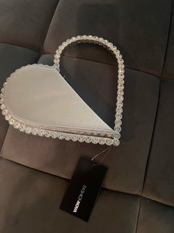 Fashion Nova Heart-Shaped Rhinestone Clutch Bag