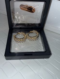 Gold Crystal Hoop Earrings Non-tarnish