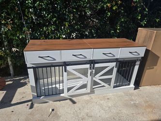 Double Dog Crate Furniture Console with Drawers