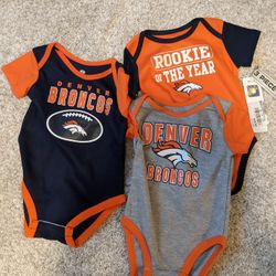 Broncos Baby 3 pkg Bodysuit 6-9M