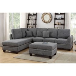 Gray Sectional Sofa - Ottoman Sold Separate 