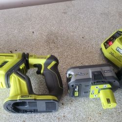 Ryobi Reciprocating Saw With Charger And Two Batteries. Lithium 18v & Brushless  P517 30 Minute Charger. 