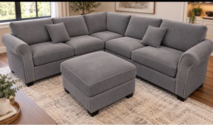 Corduroy couch new in box  dark gray