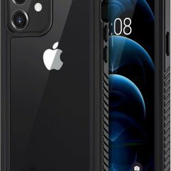 Lanhiem iPhone 12 Case, Waterproof Dustproof Shockproof Case with Built-in Screen Protector [Not for iPhone 12 Pro], Full Body Underwater Protective