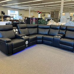Hermosa Sala De Piel Reclinable 